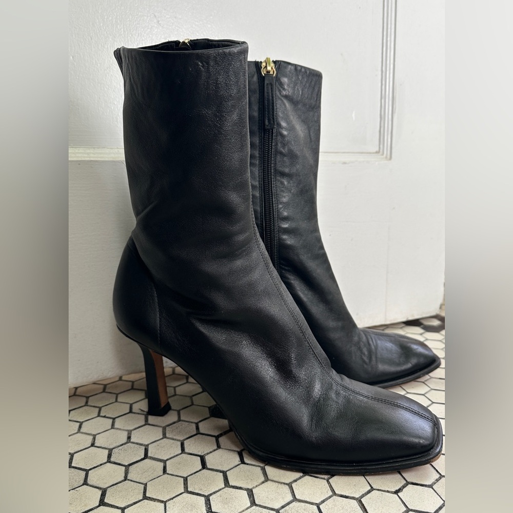 Black heel square toe booties - image 5